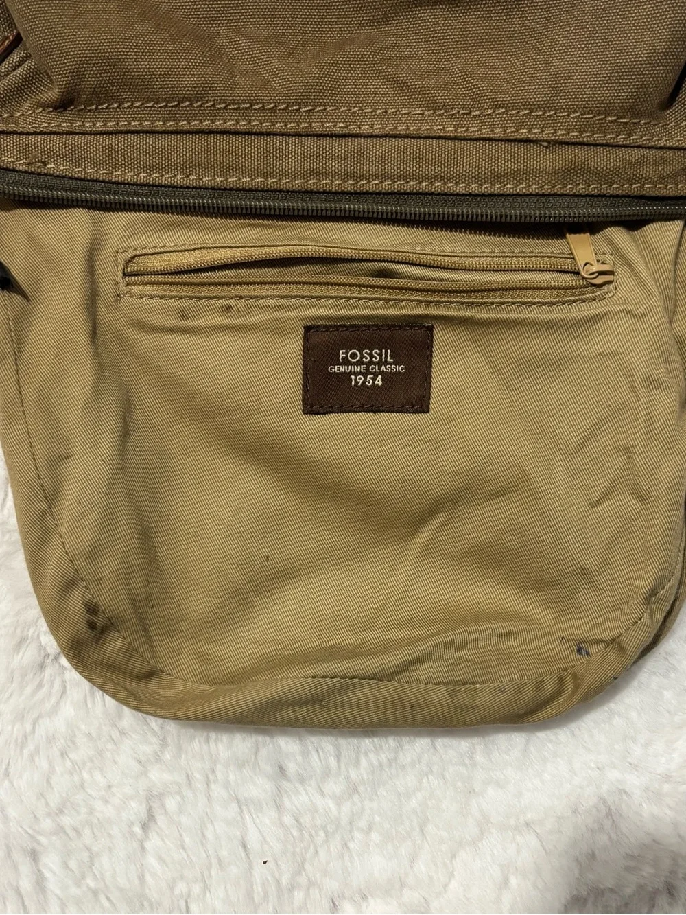 Fossil Genuine Classic 1954 Olive Canvas Crossbody Bag